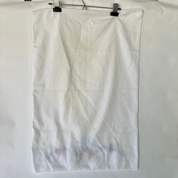 Vintage Handmade Embroidered Pillowcase with Wedding Bells and Ribbons - Picture 7 of 11